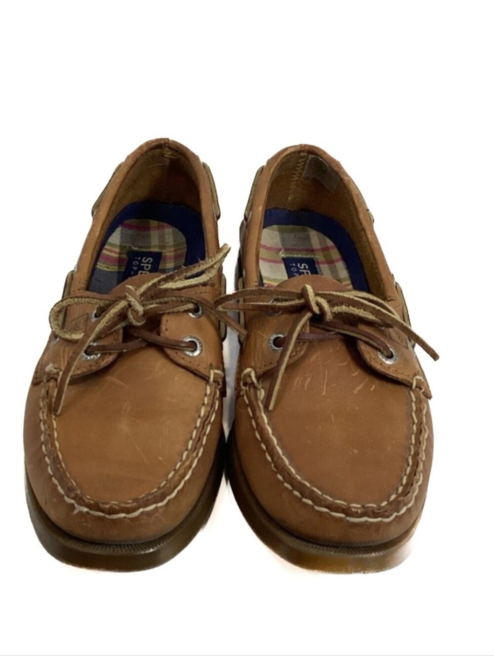 💚 Sperry Tan/Brown Leather Boat Shoes, Size 7